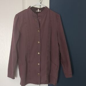 Maurices Maroon Utility Jacket with Gold Buttons
